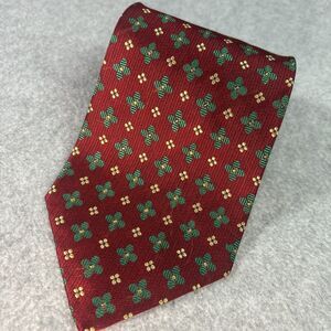 Vintage Vitaliano Pancaldi Tie Red Gold Green Floral Foulard L:60” W:3.5"